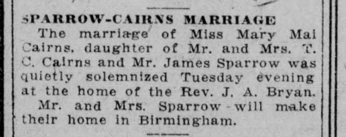 Mary Mai Cairns-James Sparrow